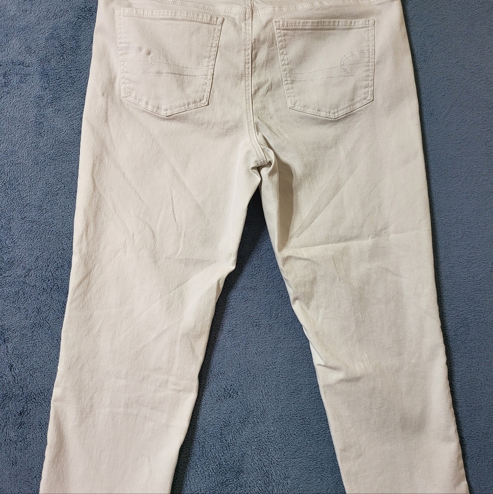 American Eagle Button Fly Jeans Women's 16 Short White Stretch